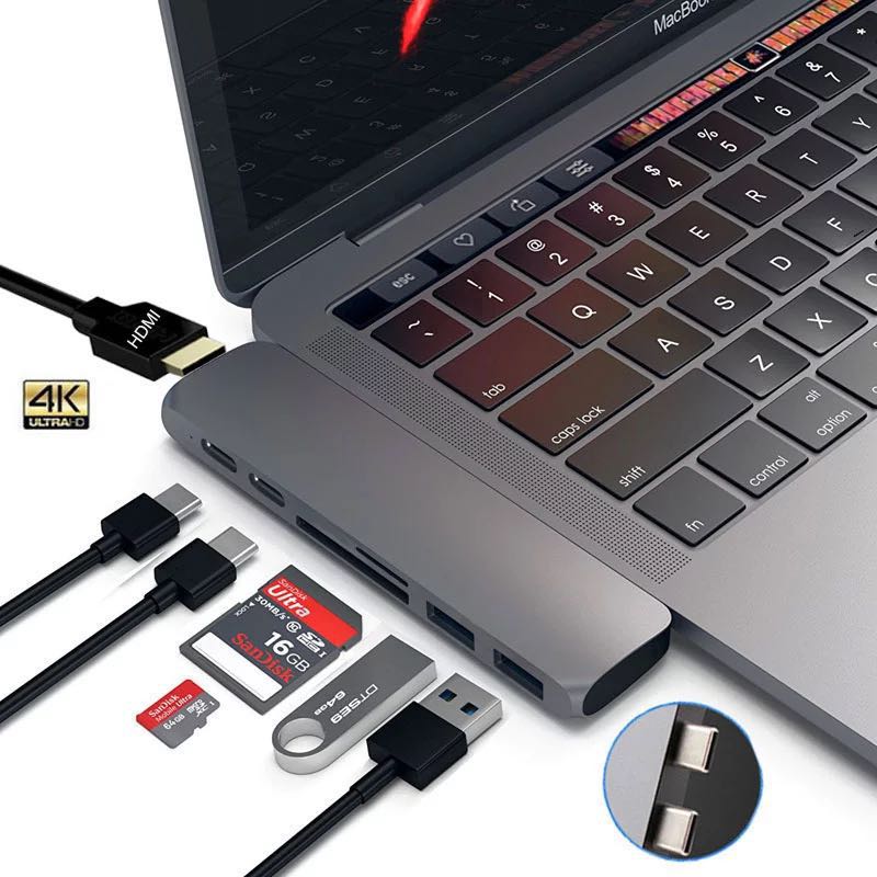Usb C Hub Type C Thunderbolt 3 Adapter USB-C Dock Dongle Met Hdmi 4 K Pd Usb 3.0 Sd Tf kaartlezer Voor Macbook Pro Air 13 15