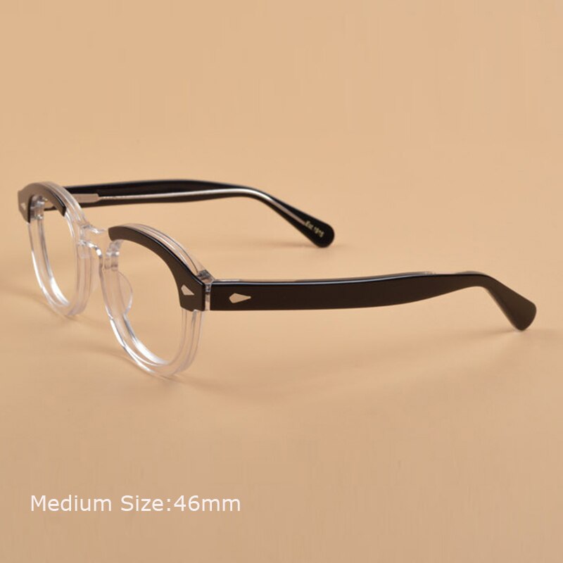 Johnny Depp Lemtosh Eyeglasses Frame Men Women With Box&amp;Case Computer Optical Retro Glasses Spectacle Frame For Male: black-clear-46mm box