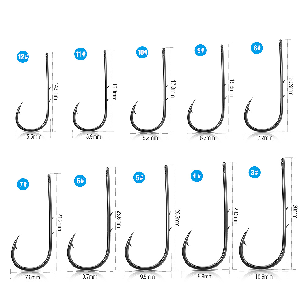 DONQL 200-600pz/ scatola Spinato Ganci di Pesca Alla Carpa Singolo Fishihook impostato 3 #-12 # accessori per la pesca in Acciaio Al Carbonio Jig Ganci di cavalla