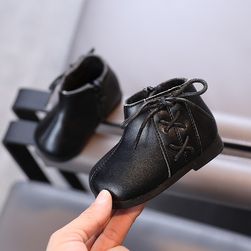 Winter Baby Meisjes Rode Laarzen Mode Pu Leer Peuter Meisjes Zwarte Enkellaarsjes Winter Schoenen