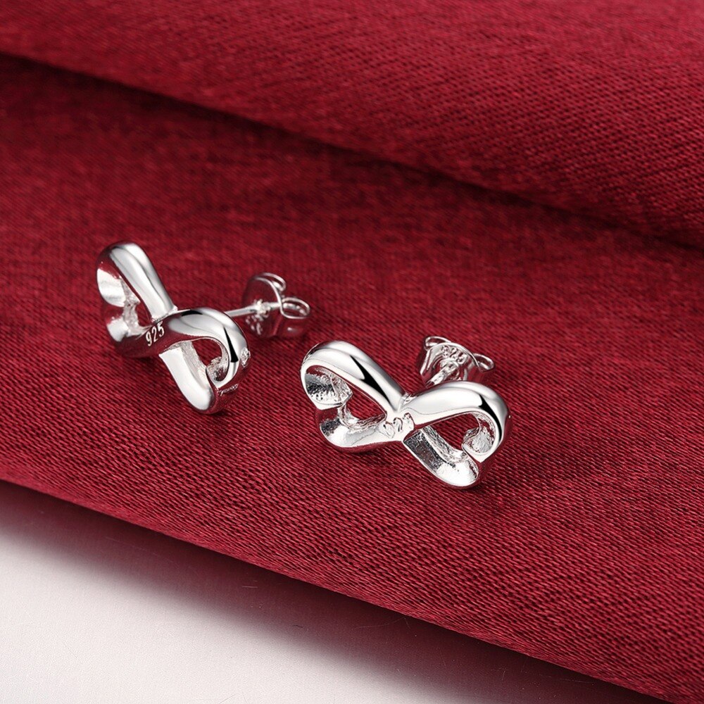 925 Sterling Zilveren Sieraden Set Voor Vrouwen 8-Vormige Hart Hanger Armbanden Kettingen Stud Oorbellen Party Charms