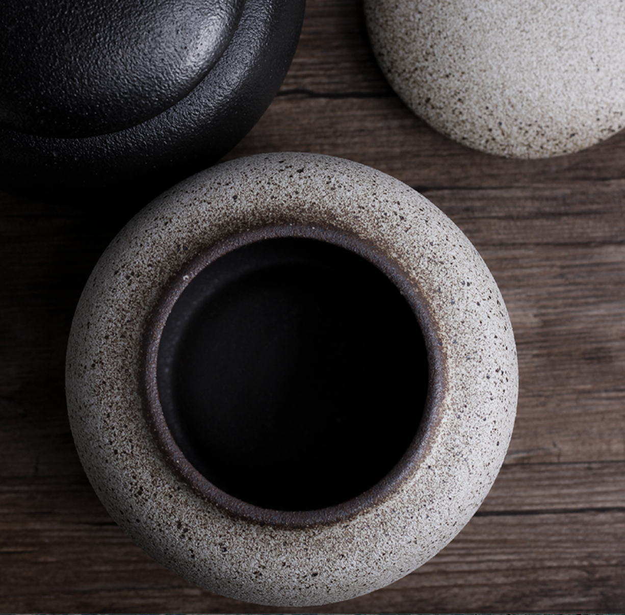 Japanese Coarse Pottery Zen Tea Caddy Kung Fu Tea Set Kitchen Spice Jars Sugar Bowl Sealed Cans Candy Storage Tank