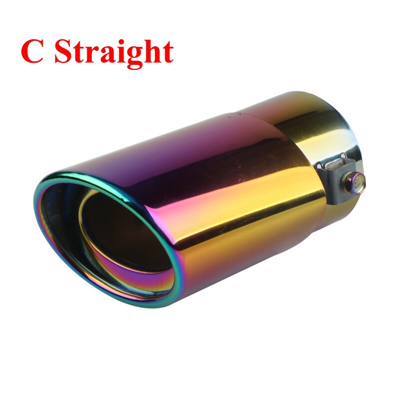 63Mm Auto Omgebouwd Uitlaat Tail Tip Pipe Enkele Outlet Keel Auto Universele Rvs Ronde Pijp Uitlaat Demper: C Straight
