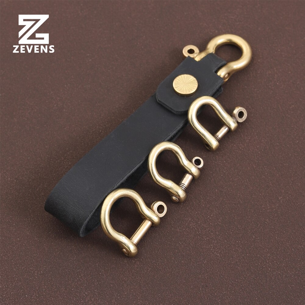 ZEVENS Solid Brass Bow Shackle D-ring Chain Hook Fob Key Joint Connect D-Ring Screw Pin Rigging Leather Craft Hardware
