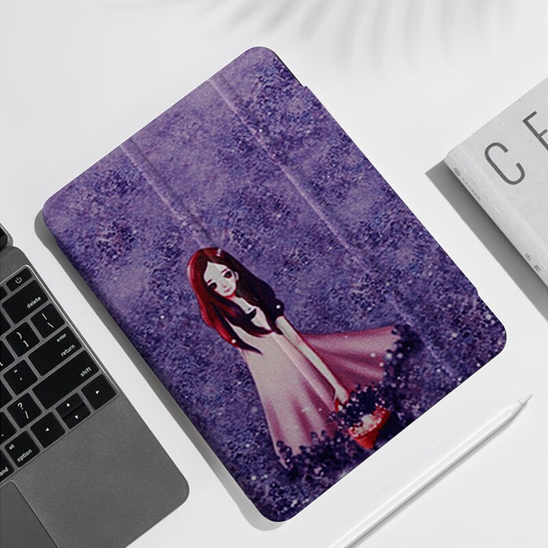 Samsung Galaxy Tab E 9.6 9.6'' tablet case Flip PU Leather Smart wake sleep Trifold coque with stand for SM-T560 T561 Funda: Lavender