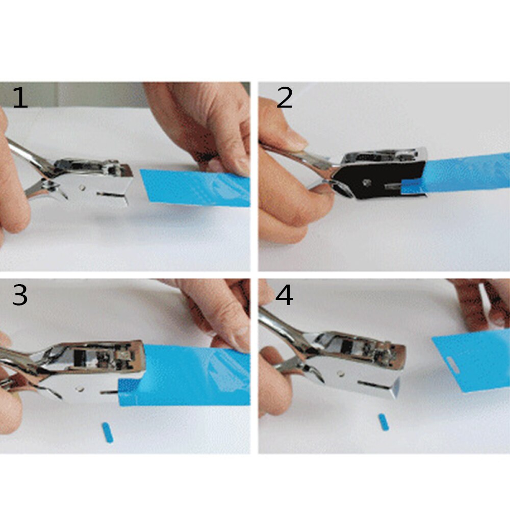 Hand Held Metal Hole Slot Puncher Punch Plier Tool with Slim Oval Hole For ID Card Badge PVC Photo School Office Scrapbooking