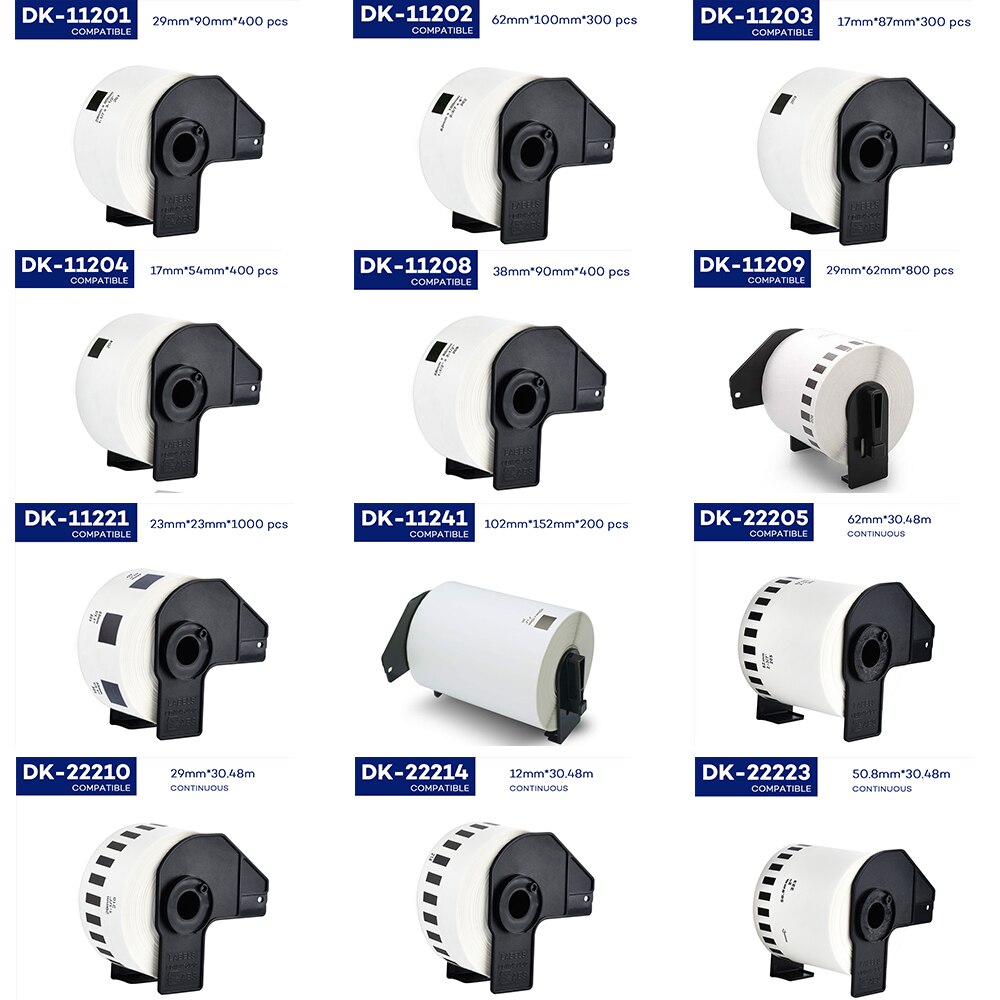 2 rollos de papel térmico Compatible con impresora de etiquetas Brother, DK-22205 continuo, troquelado, etiquetas de dirección estándar para QL570, DK-11204