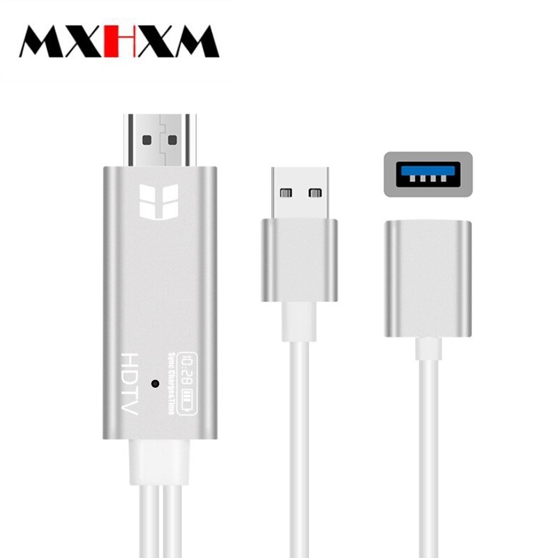 MXHXM Neue Handy zu HDMI Keine Verzögerung USB Buchse zu HDTV Apple Android 2-in-1 bildschirm Synchronisierung Kabel