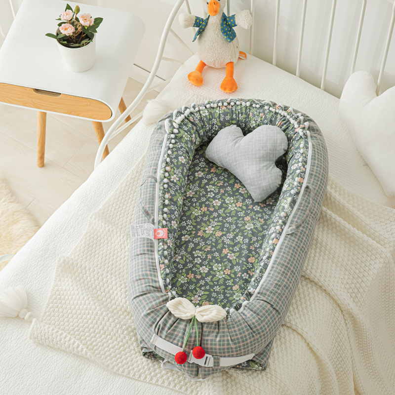 90X50cm Portable Baby Nest Crib Baby Bed Bassinet for Baby Lounger Cotton Baby Nest Co Sleeping Bed: A8