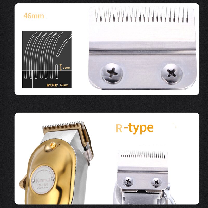 Kemei 1986 All-metal Barber Hair Clipper Electric Cordless LCD Hair Trimmer Gold Silver Hair Cutting Machine Mower