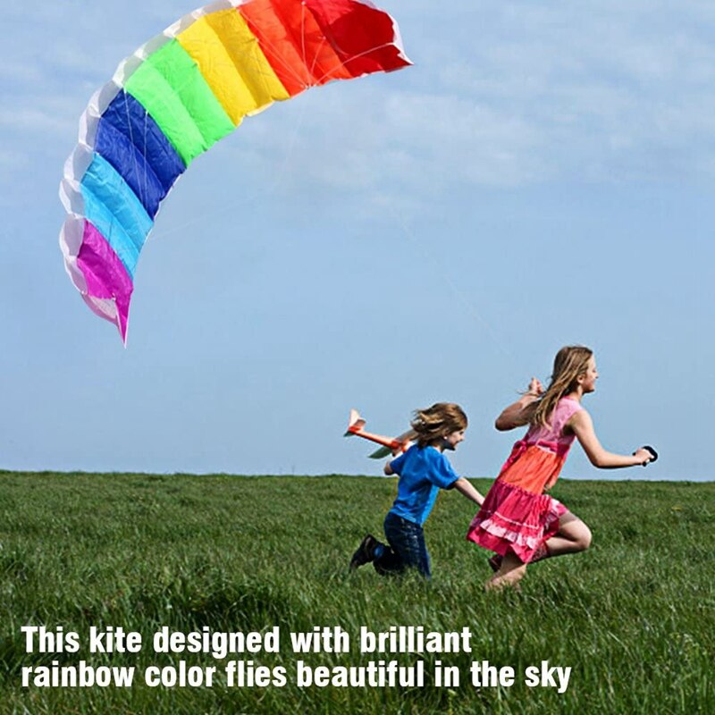 1.4m regenbogenfarbene, zweileinige stunt-drachen für outdoor-aktivitäten – ein tolles spielzeug.