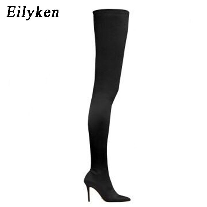 Eilyken – cuissardes hautes élastiques pour femmes, bottes extensibles au dessus du genou, Sexy, talons hauts, chaussettes, , 2022