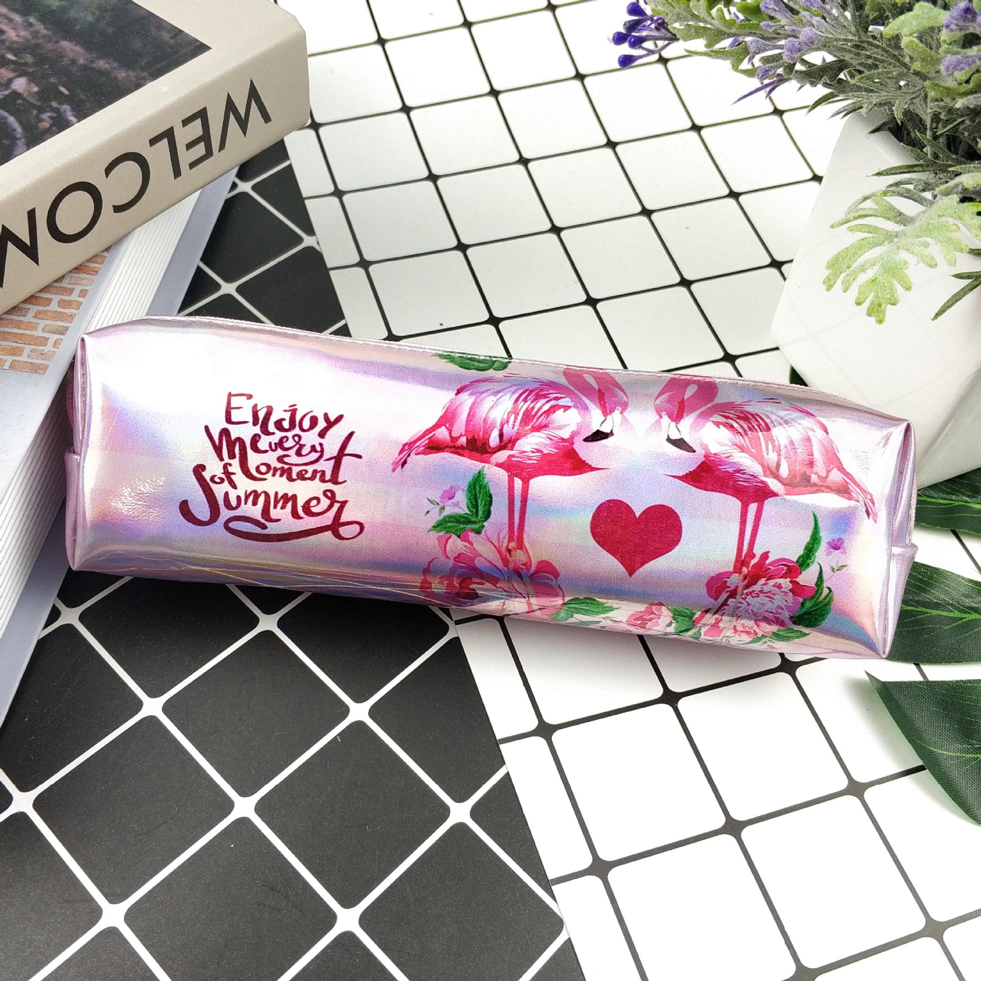 1pcs kawaii Simple transparent pencil box cute Pink pattern Office Student pencil boxs School Supplies Pen Box Astuccio Scuola: 9