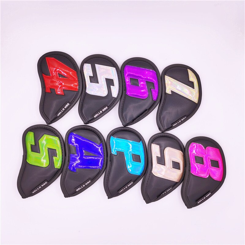 Colorful Numbers golf irons headcover pu leather golf club Iron set covers 2 colors: black color