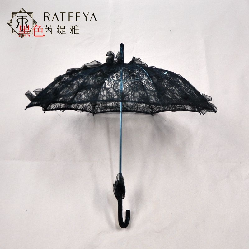 Vintage púrpura Azul Rojo Negro blanco marfil encaje Manual boda paraguas nupcial Parasol paraguas accesorios para boda barato