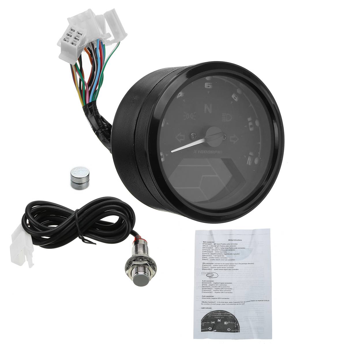 12000RPM Motorcycle LCD Digital Display Speedometer Tachometer Odometer Gauge Cafe Racer Motor 8-18V Universal