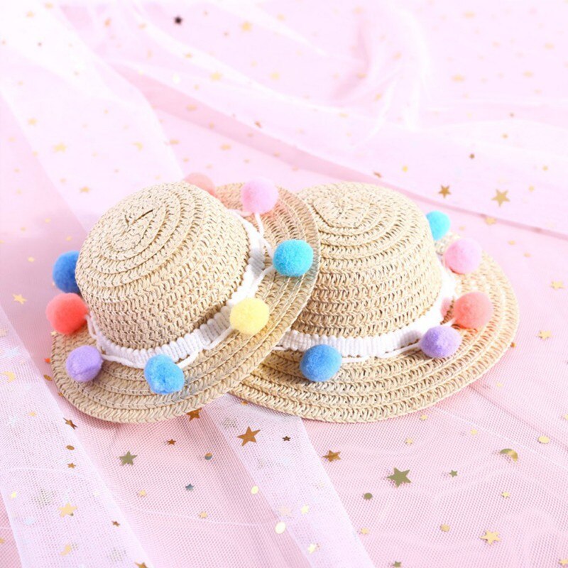 Pets Straw Hat Handcrafted Adjustable Bowknot Summer Spring Cats Dogs Pets Cap Daily Decor Sunhat