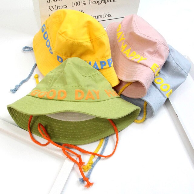 Børn fisker hat flad top koreansk baby bassin hat personlighed stil engelske bogstaver drenge og piger solhatte trendy