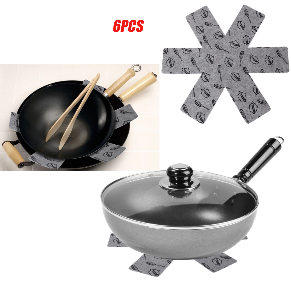 6pcs Pot & Pan Protectors Gray Print Premium Divider Pads to Prevent Scratching Separate and Protect Surfaces for Cookware