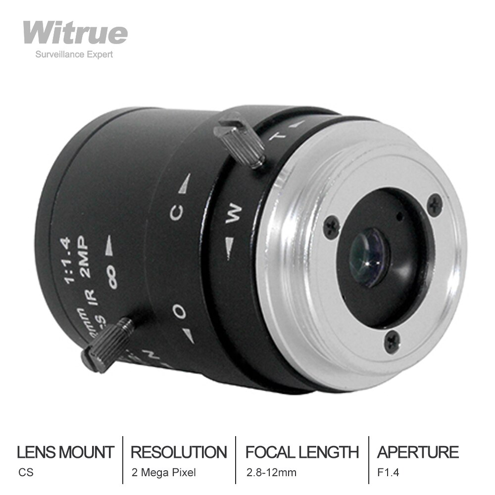 Hd cctv lens 2 megapixel 1080p 2.8-12mm varifocal linser cs mount  f1.4 1/2.7 til ip kamera overvågning sikkerhedskameraer