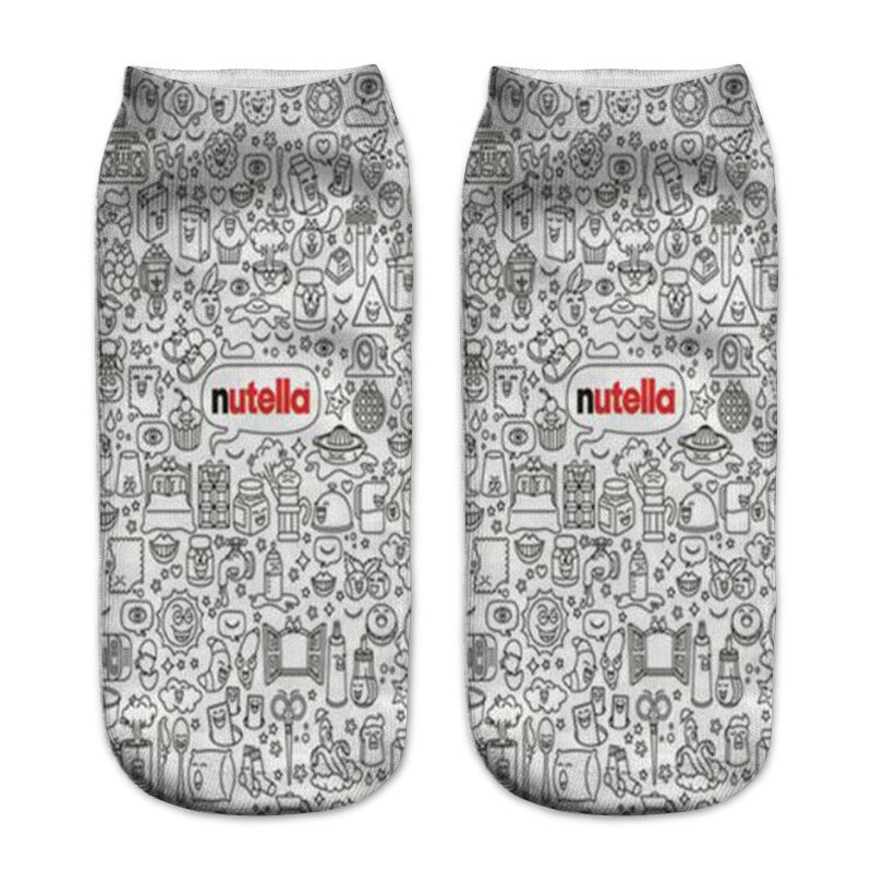 Nutella Pizza Buger Print Casual Stijl Print Type 3D Sokken Mannen Vrouwen Sokken Vrouwelijke Korte Sok