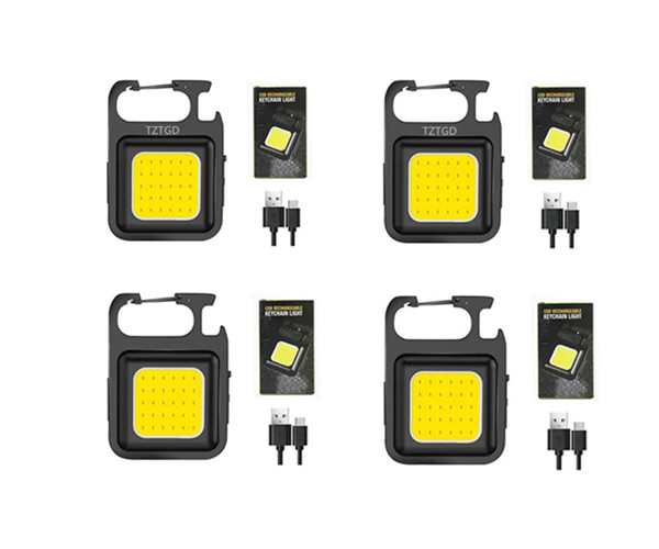 1-10PCS Mini LED 1000LM Zaklamp Sleutelhanger Multifunctionele Draagbare COB Camping Lampen USB Opladen Werklampen Vissen Lanterna: YELLOW