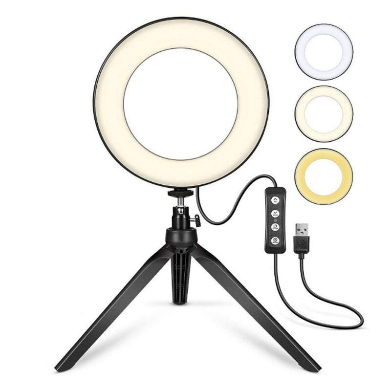 Sändning live fotografering fyll ljus led kamera telefon blixt dimbart ljus på kameran video lampor med bordsstativ: Default Title