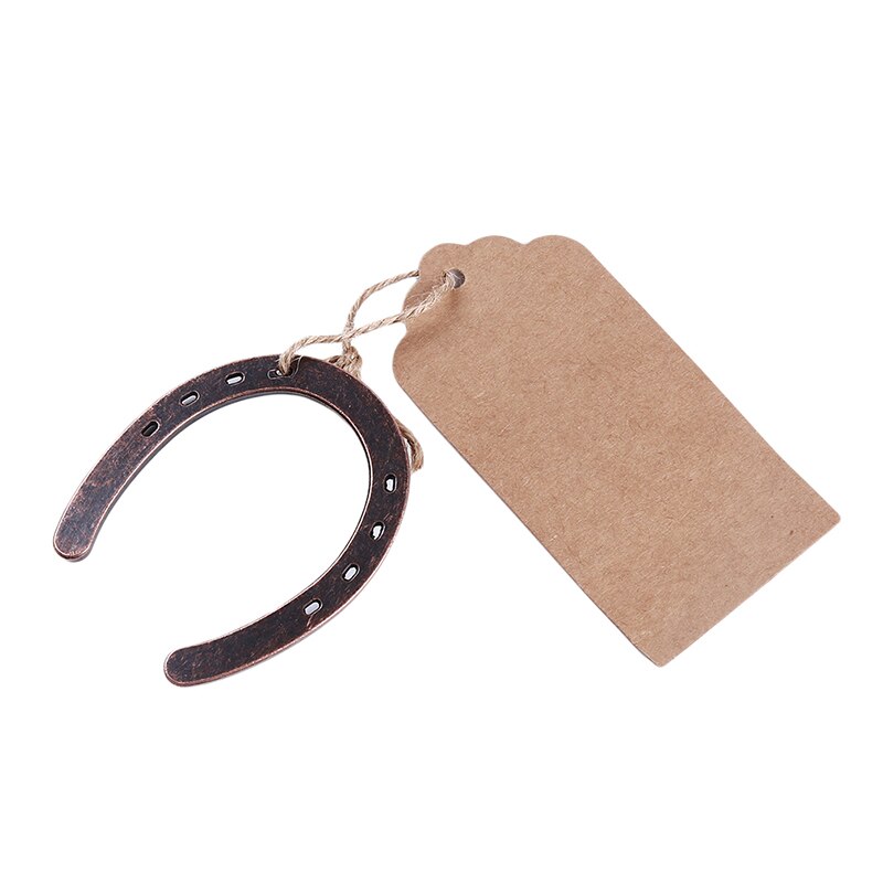 Metal hestesko papir tags diy blankt kort bryllup souvenirs bryllup bord dekoration kraft lucky vedhæng souvenir