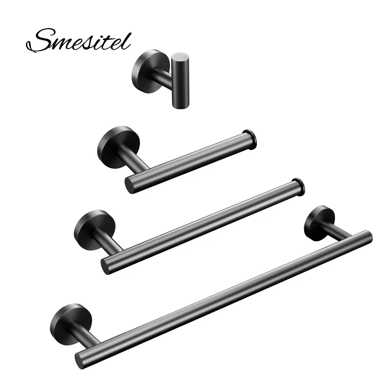 Badezimmer-Accessoires-setzt, mattschwarz, Rotguss, Chrom, gebürstetes Gold, Kleiderhaken, Handtuchhalter, Papierhalter, Smesiteli-Edelstahl