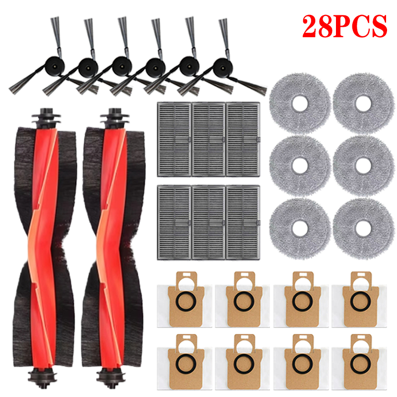 For Xiaomi Mijia M40 D110CN OMNI Infinite Robot Replacement Parts Main Side Brush Hepa Filter Mop Cloth Dust Bag Accessories: Red