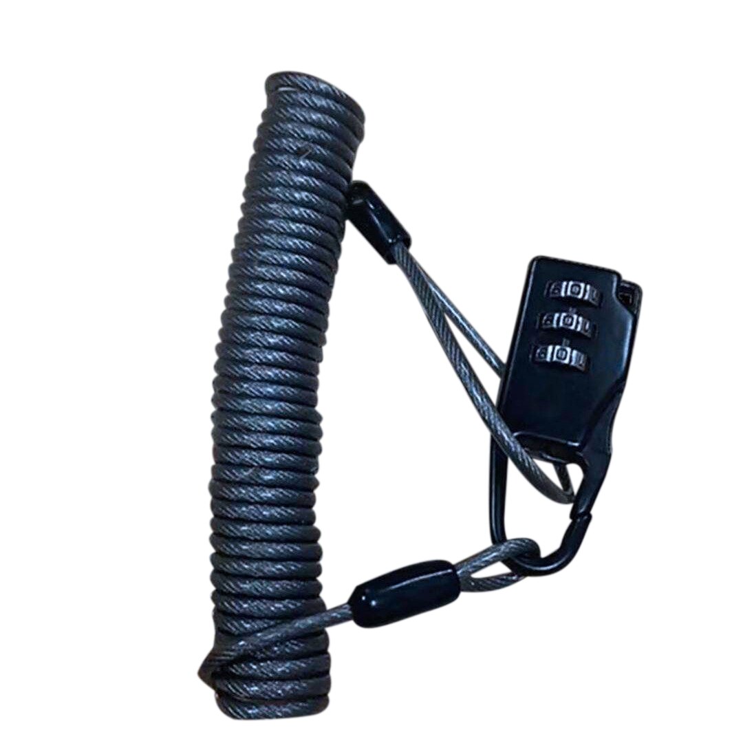 Motorcycle Helmet Lock Cable Sleek Black Tough Combination PIN Locking Carabiner Device Secures Your Motorbike: Default Title