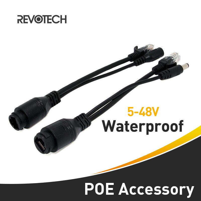 Waterproof POE Adapter cable POE switch Cable Black POE Splitter Injector Separator Combiner