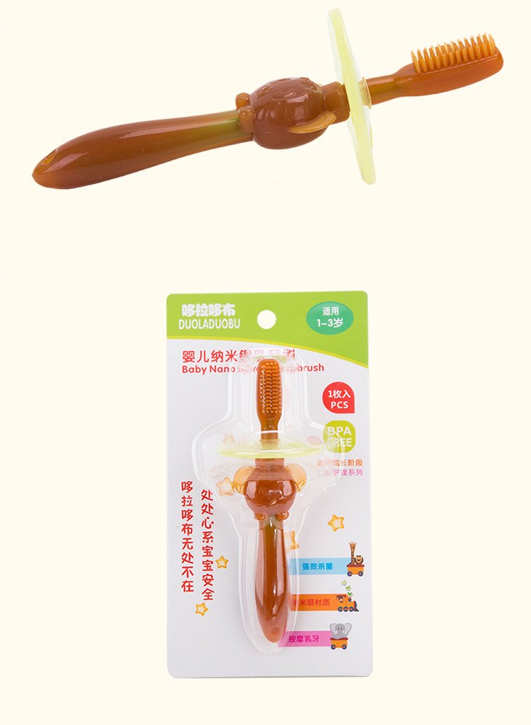 Cepillo de dientes de hoja blanda, cepillo de dientes de silicona flexible Nano plateado, cepillos de dientes de entrenamiento, herramienta de cepillo de cuidado bucal Dental