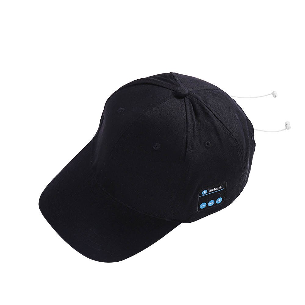 Trådløs bluetooth hat udendørs sport baseball cap hovedtelefoner kalder musik sun cap trådløse hovedtelefoner til løb: Sort