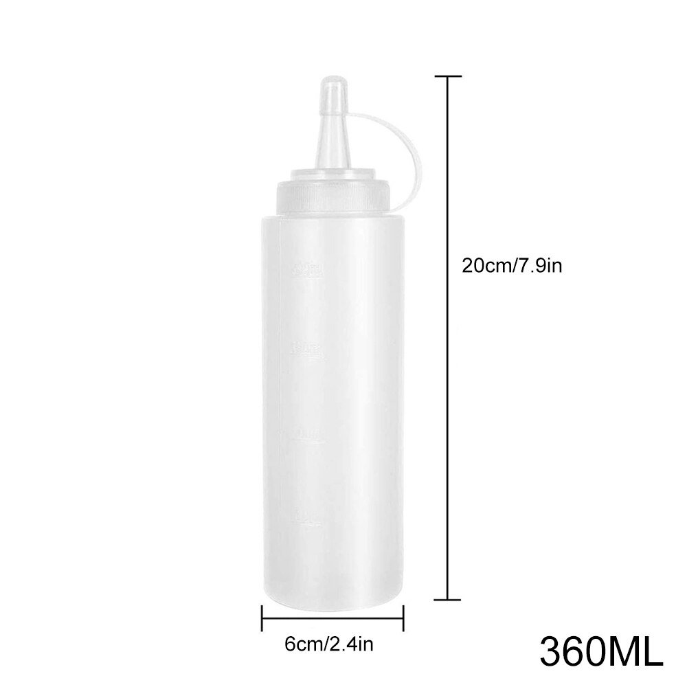 Botellas de plástico con tapa para salsa, botella aderezo ensalada, bote para salsa de tomate, 10 Uds.: 360ml