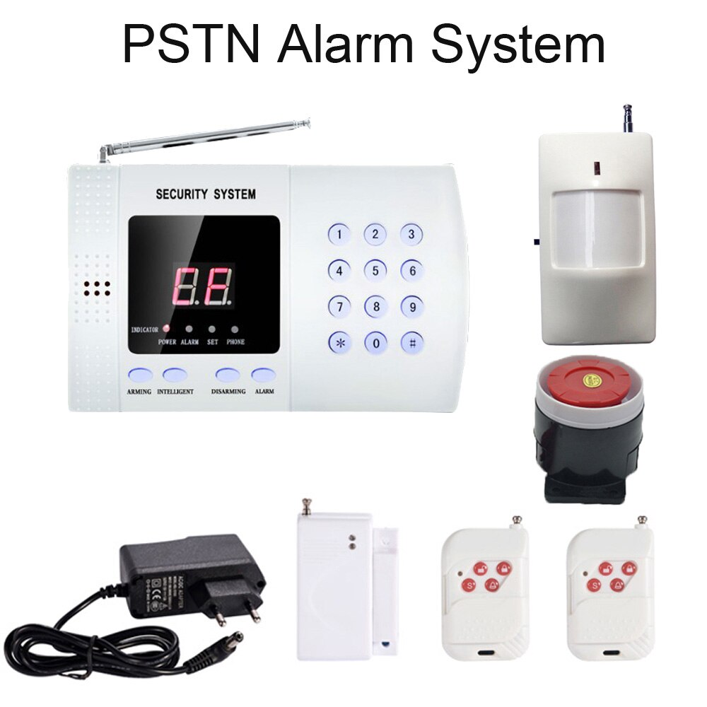 Home security PSTN Alarm System Telephone Dialer 99 wireless zones 433MHz wireless PIR motion detector Door contact sensor: A kit