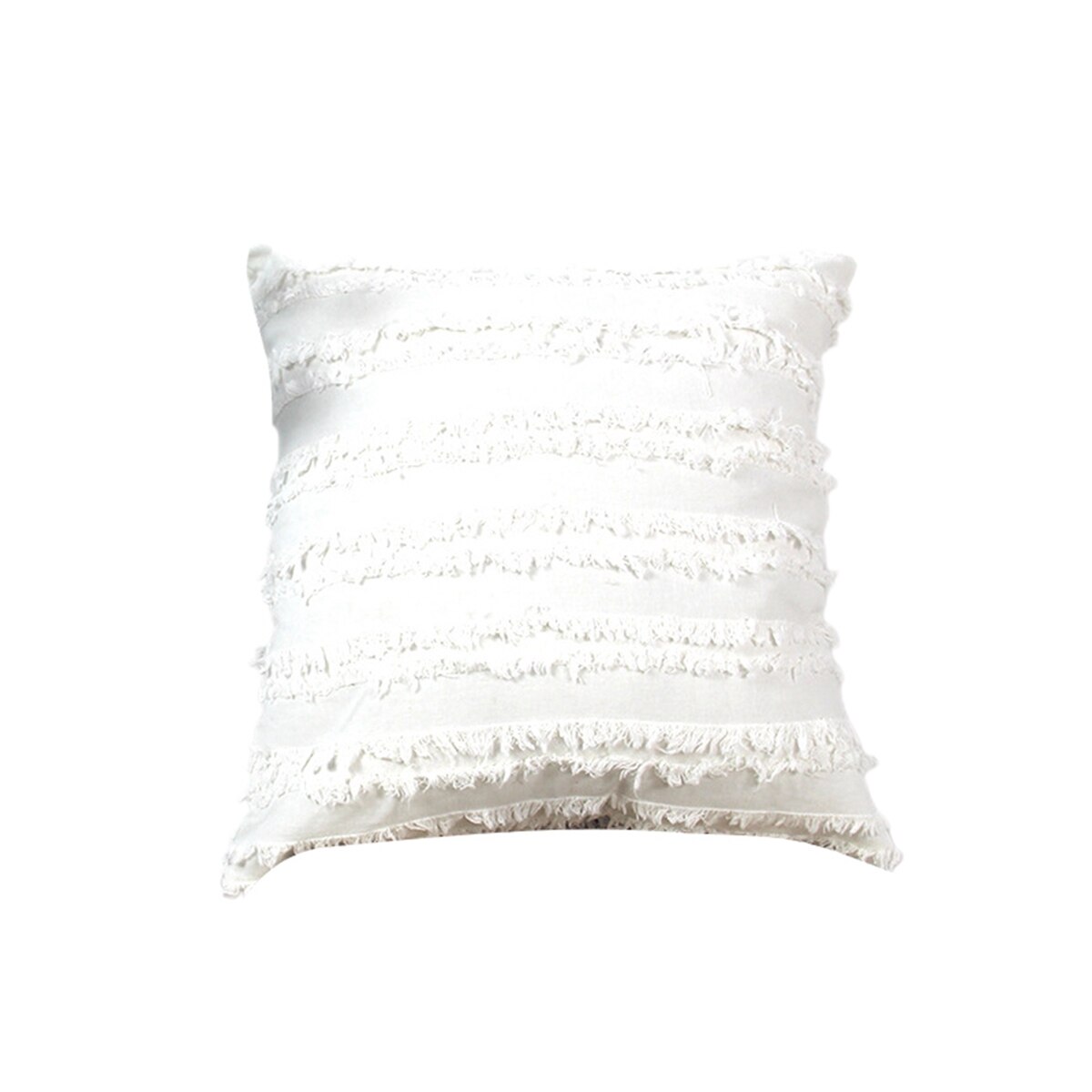 Katoen Linnen Kussensloop Kwastje Jacquard Fijne Steek Perfecte Afwerking Woonkamer Sofa Auto Decoratieve Thuis Kussens: WHITE