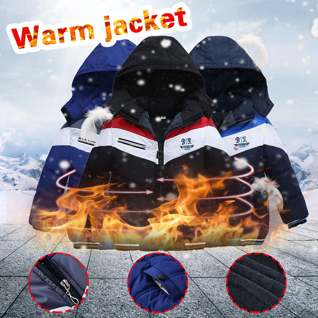 Bambino del bambino Dei Bambini Del Bambino Delle Ragazze Dei Ragazzi Della Banda di Inverno del Rivestimento della Chiusura Lampo del Cappotto Antivento Con Cappuccio Cappotto Giacca A Vento Caldo Giacca Con Cappuccio Della Tuta Sportiva