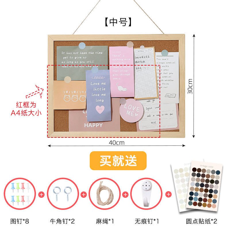 Kawaii Soft Wooden Letter Message Board Decorative Postcard Photo Wall Cork Board Memo Paper Background Board Stationery: 30x40cm