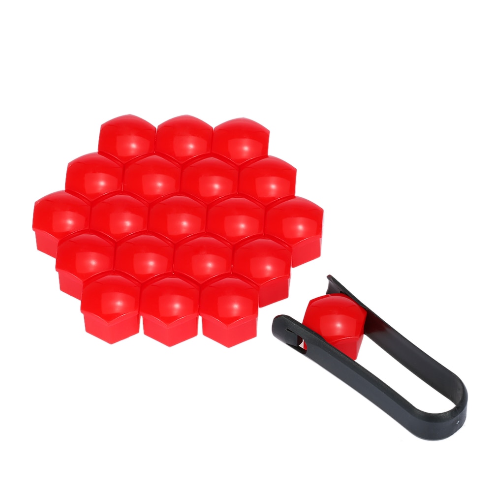 19Mm 20Pcs Universele Auto Wielmoer Covers Rood/Blauw/Groen/Grijs/Geel/Paars lug Moer Caps Schroef Protector Cover Wiel Moer Bout: Rood