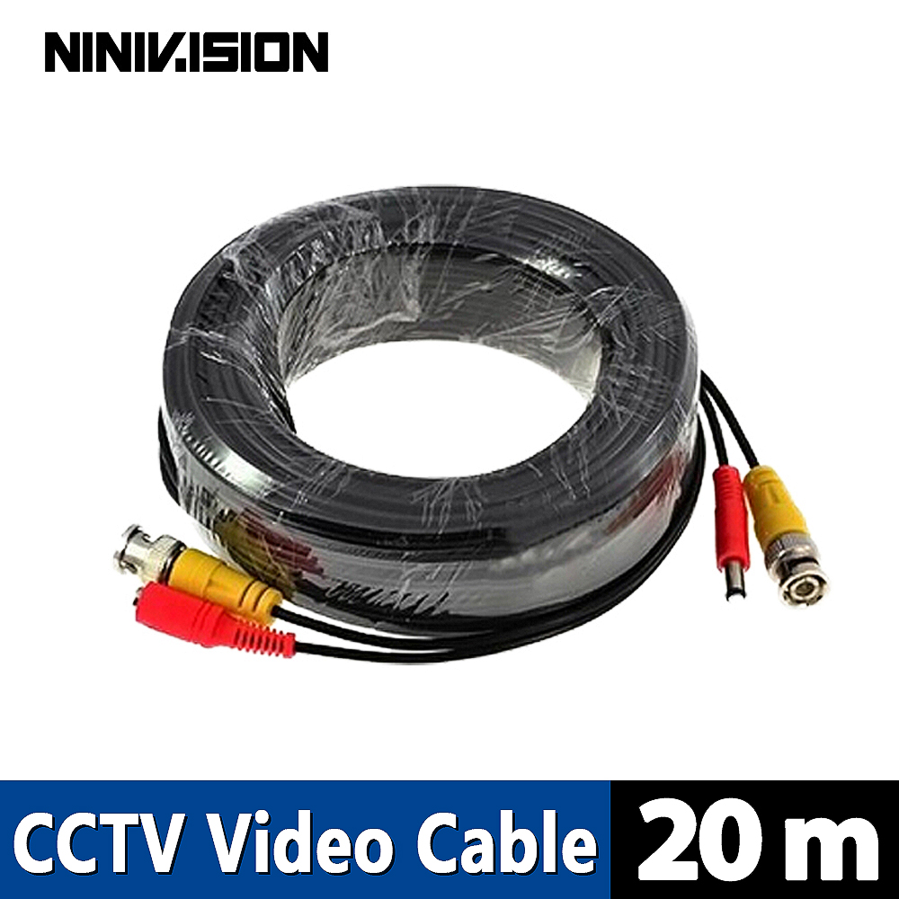 NINIVISION 65ft (20 m) BNC Video Power Siamese Kabel voor CCTV Surveillance Camera Accessoires DVR Kit