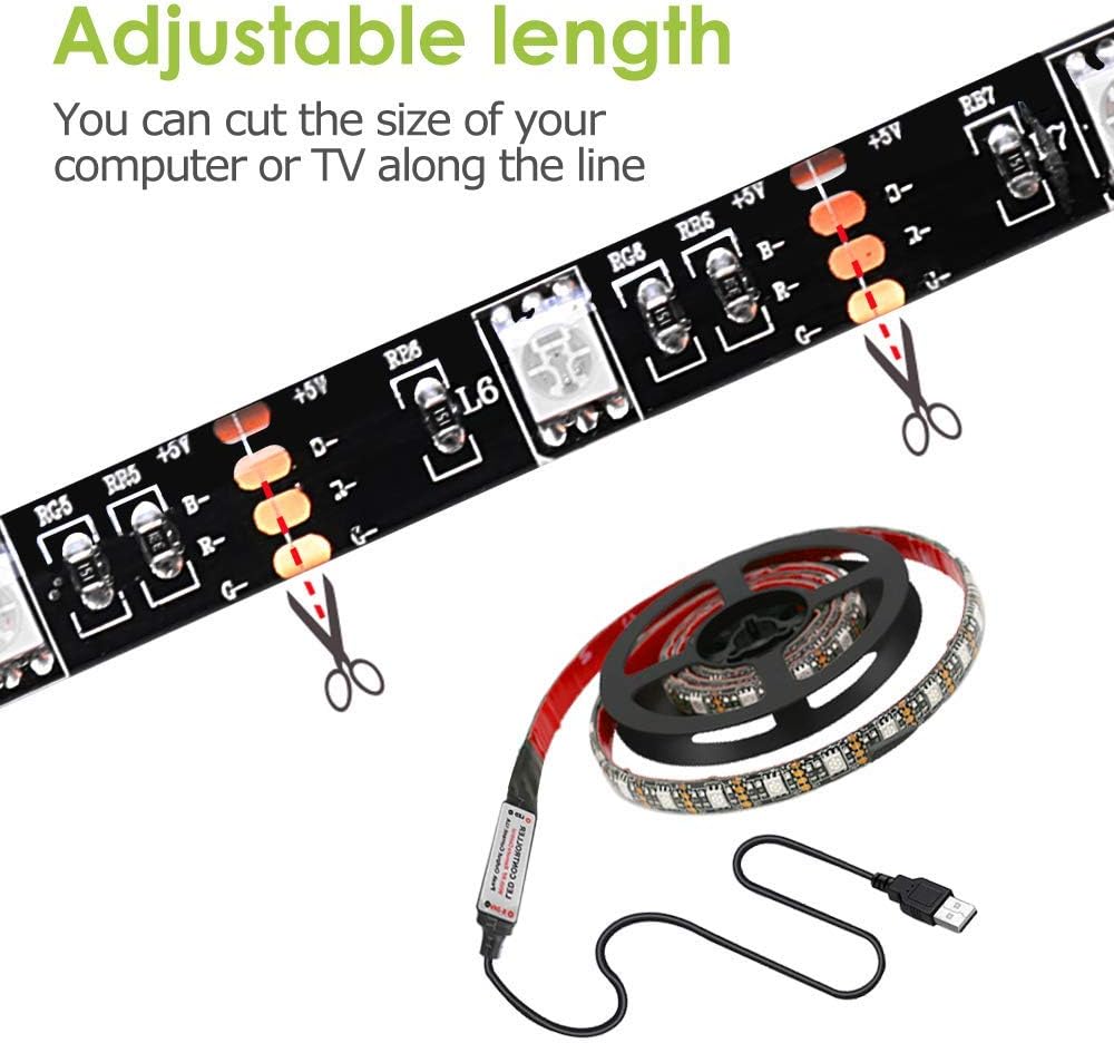 Led USB Strip Light 5M Color Changing 5050 RGB LED Flexible Lights with 24 Keys for Children Gaming Room Home Party TV Backlight