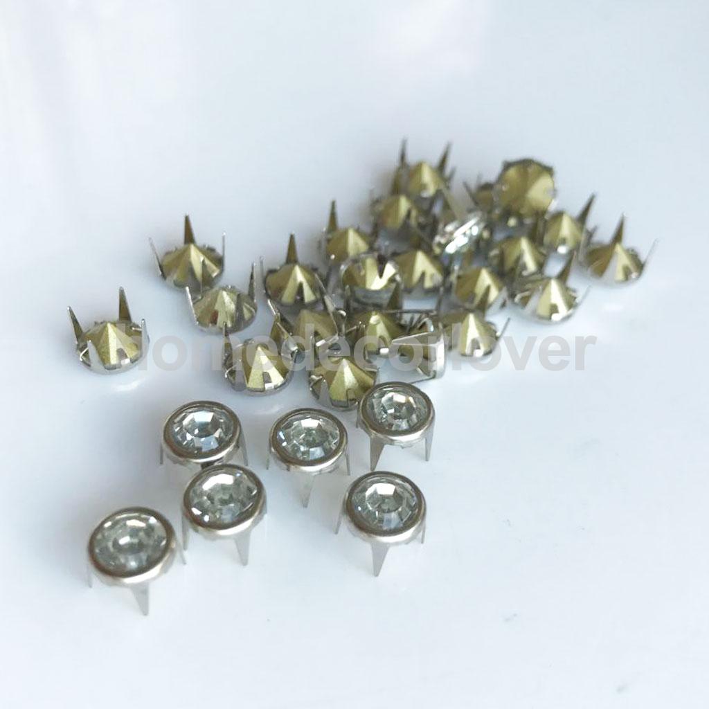 50 stk kløede rhinestone nitter punk pigge nitter flad kegle dekorative nitter gør det selv sæt til tøj tøj taske sko læder: 6mm sølv
