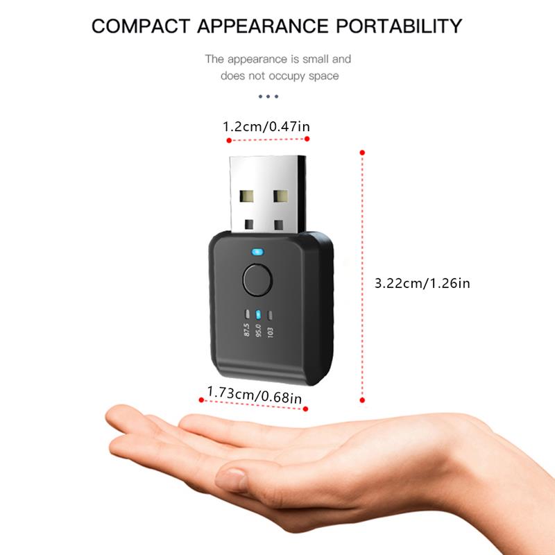 Car wireless bluetooth  v 5,1 transmitter usb  dc 5v fast adapter  fm 95,0 mhz mobile phone hands-free call converter car