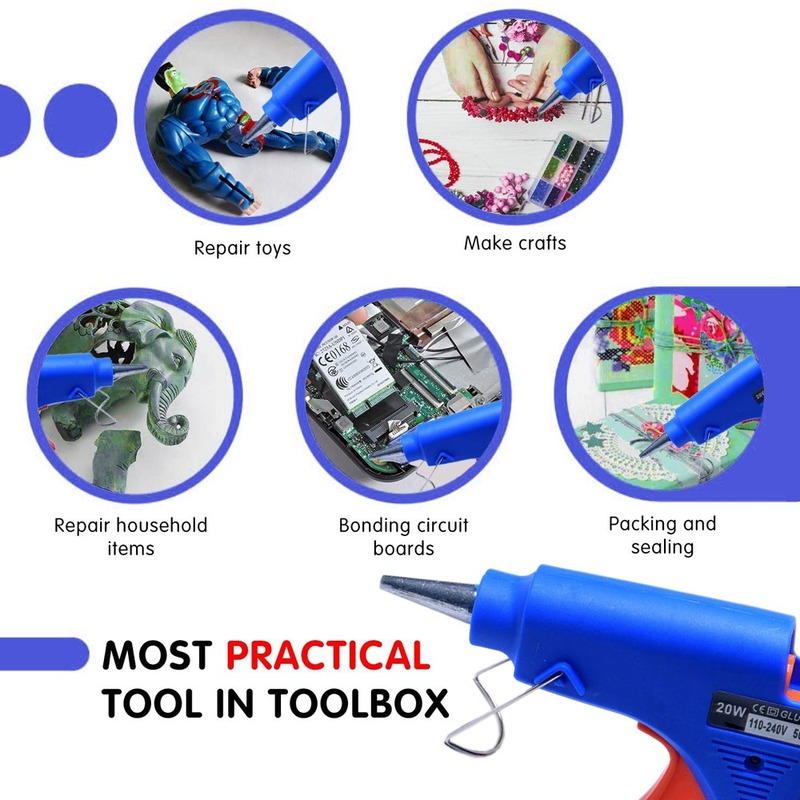 20W Melt Glue Gun with 7mm Glue Sticks Mini Industrial Guns Heat Temperature Thermo Electric Repair Tool