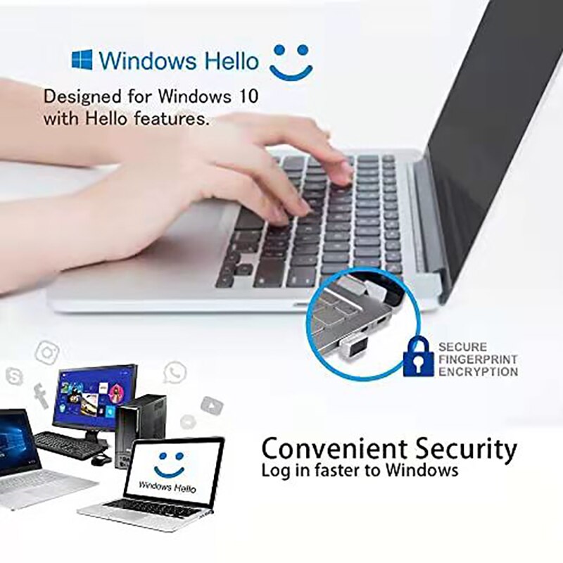 Usb Fingerprint Reader Module Voor Windows 7,8,10 ,11 Hello Windows, biometrische Scanner Hangslot Voor Laptops En Pc