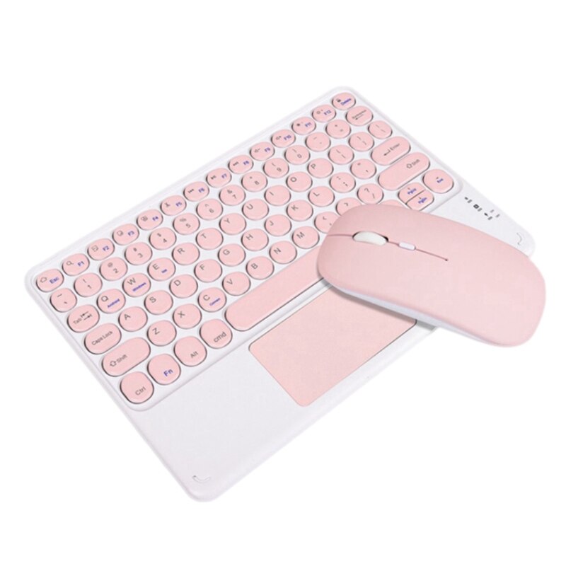 Keyboard and Mouse Set, Smart Wireless Bluetooth Mouse and Keyboard for Ios and Android Phones and Tablets: Pink