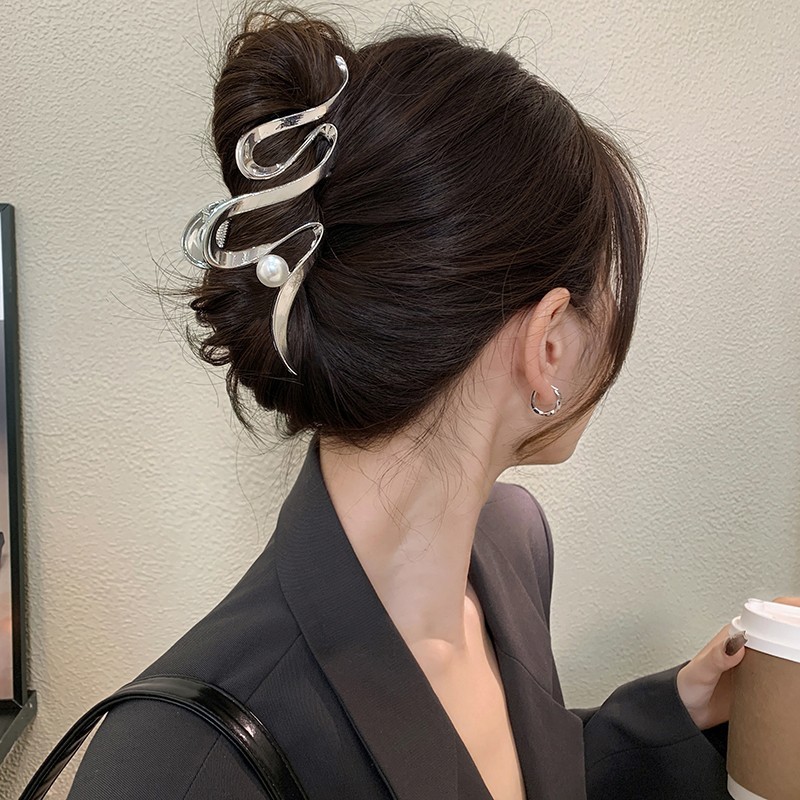 Pinzas para el pelo con lazo geométrico para mujer, horquillas de Metal grandes, pasadores, accesorios para el cabello, Vintage Simple, ,