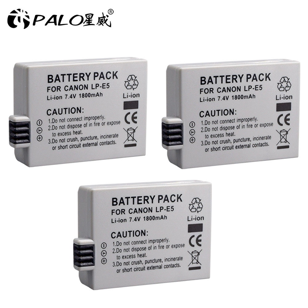 Palo 1-4Pcs Lp-e5 Lp E5 Camera Batterij + LPE5 Batterij Lcd Dual Slot Usb Oplader Voor Canon eos 450D 500D 1000D Kus X3 F Xsi Camera: 3pcs battery