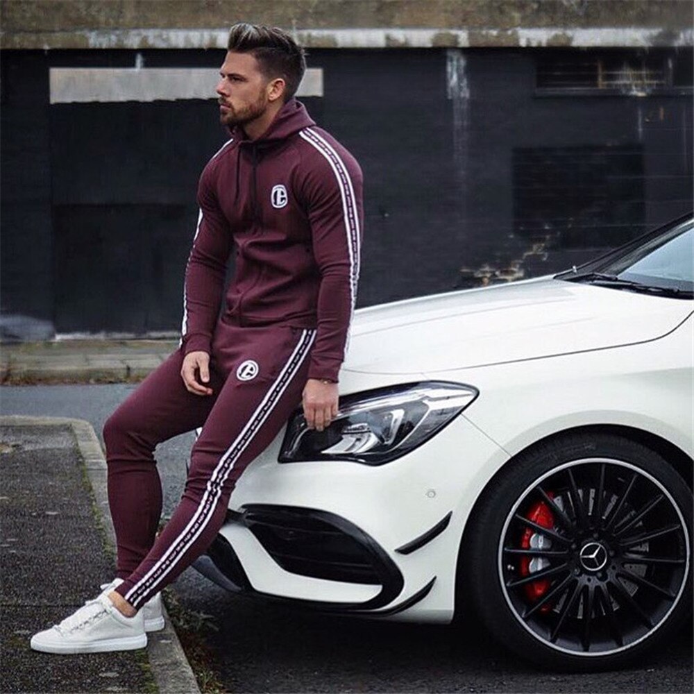 Laufen Sport Anzug Männer Fitnessstudio Fitness Trainingsanzüge Sweatshirt Jogginghose Neue Männlichen Baumwolle Hoodies Hosen Joggen Sport Spitzen Jacke